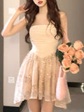 2023 Summer Sexy Strap Short Party Dress Women Solid Slim Y2k Mini Dress Elegant Korean Fashion Sleeveless Dress Office Lady