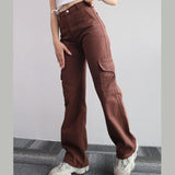 2023 Europe and the United States new style casual pants waist three-dimensional pocket pants summer women's waist cargo pants