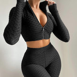 Sports Series Sports Suit Women Skinny Suit Sportswear Fashion Solid Color Long-Sleeved Casual Sports Suit 2023 New
