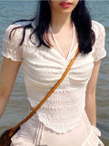 Pink Japanese Kawaii Sweet Mini Skirt Women Lace Korean Fashion Cute Skirt Female Summer Slim College Style Lolita Fairy Skirts