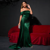 Graduation Gift Formal Occasion Prom Dress Elegant Burgundy Slim Fitted Guest Wedding Party Evening Dress Boat Neck Backless Empire Floor-length